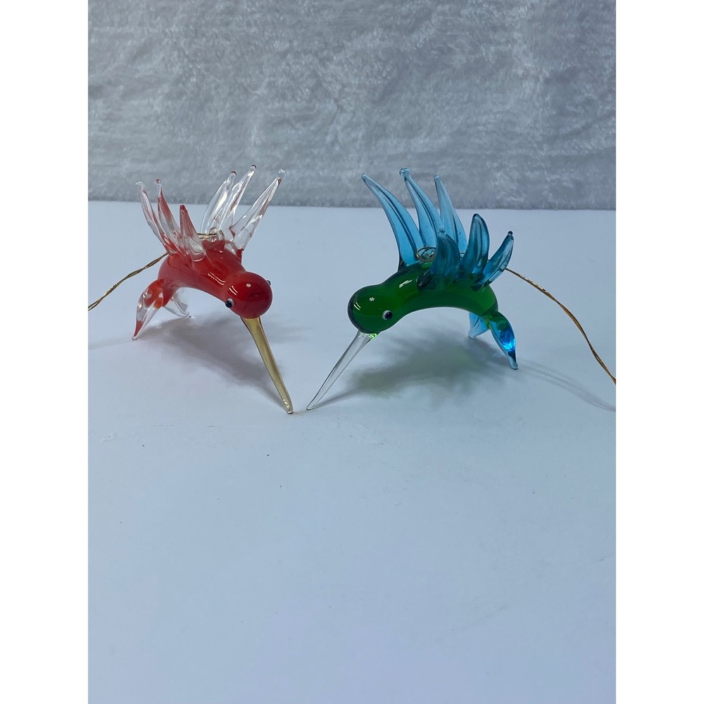 Murano Style Hand Blown Glass Hummingbirds Grannycore‎ Kitchen Window Decor